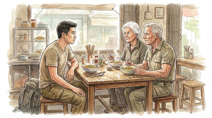 「我才不過聖誕節」，清邁吃麵時遇到的丹麥夫妻
